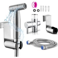 INHHUB Bidet-Toilettensprüher aus Edelstahl, Bidet-Sprühset, Wasserhahnsprüher (Silber, Schlauchset zur Wandmontage) -INHHUB von DPZO