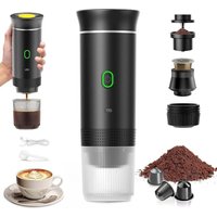 INHHUB Tragbare Reisekaffeemaschine, 3-in-1 Schnellaufheizende Tragbare Kaffeemaschine 12 V, 4-6 Minuten Selbsterhitzung, Große Kapseln, Gemahlener von DPZO