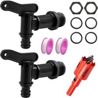 Kunststoff-Tankhahn, 2 Stück Regenwassertankhahn, Wassertankhähne, Kunststoff-Ersatzhahn mit Klebeband und Lochöffner, für Regenwassersammler von DPZO