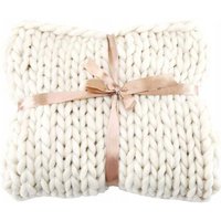 Kuscheldecke, handgewebte extra dicke Wolldecke, weiß, 5050 von DPZO