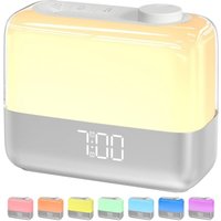 Lichtwecker mit Sonnenaufgangs-Simulation - Weckt mit 5 Naturgeräuschen & 7 LED-Farben - Berührungsempfindliche Nachttischlampe - Verbesserte von DPZO