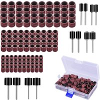 [NEUWERTIG] 132-teiliges Schleifhülsen-Set mit Gratis-Box, einschließlich 120 Schleifbändern und 12 Schleifrollen für Dremel-Rotationswerkzeuge von DPZO