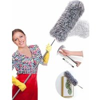 [NEUWERTIG] 254 cm Teleskop-Staubwedel, Teleskop-Wolfskopf, Mikrofaser, biegsamer, flexibler Edelstahlgriff, waschbar, perfekt zum Reinigen von von DPZO