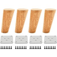 [NEUWERTIG] 4 x 10 cm Holzmöbelbeine – Tisch-, Bett-, Schrankbeine – mit Montageplatten und Schrauben – INHHUB von DPZO
