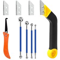 [NEUWERTIG] 9-teiliges Fliesenmörtelschaber-Set, Werkzeug zum Entfernen von Fugenmasse, Schaber, Hartmetall-Fliesenmörtel-Reinigungsbürste zum von DPZO