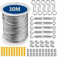 [NEUWERTIG] Edelstahl-Hängeseil-Set, 30 Meter Edelstahlseil, 304 Edelstahl-Drahtseil-Set mit Spannschloss und Haken-INHHUB von DPZO