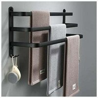 [NEUWERTIG] Handtuchhalter fürs Badezimmer: Schwarzer selbstklebender Handtuchhalter zur Wandmontage für Dusche und Küche, wasserdicht und mit Haken von DPZO