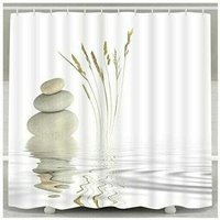 [NEUWERTIG] INHHUB Duschvorhang Zen Stone Wild Grass Reflection in Water Duschvorhänge 12 Haken, Meditationsdesign Wasserdichter Stoff Badezimmer von DPZO