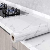 [NEUWERTIG] INHHUB Selbstklebende Tapetenrolle für Küchenschränke, wasserdichtes selbstklebendes Möbelpapier, dekorative Arbeitsplatten aus weißem von DPZO