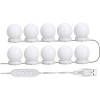 [NEUWERTIG] LED-Spiegellicht-Set für Frisiertisch, mit 10 einstellbaren Glühbirnen, 10 Helligkeits- und 3 Beleuchtungsmodi, USB-Typ, Weiß von DPZO