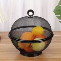 [NEUWERTIG] Obstkorb mit Moskitonetz, Moskitonetz, Obstschale, Metall mit Deckel, Fruchtfliegenabwehr-Obstnetz, Moderne Obstaufbewahrung, Schwarz von DPZO