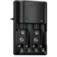 [NEUWERTIG] Universelles Batterieladegerät für AA/AAA/9 V, 6802 Schnellladegerät für AA/AAA oder 9 V NI-MH-Akkus, mit LED-Anzeige, weltweite von DPZO