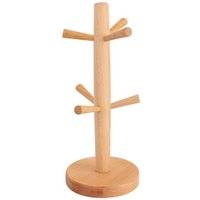 Tassenständer aus Holz mit 6 Haken – Kaffeetassenhalter – Organizer für die Küchenarbeitsplatte und Geschirraufbewahrung von DPZO