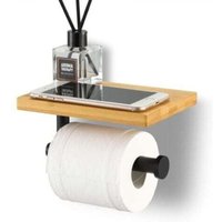 Toilettenpapierhalter mit Bambusregal Badezimmerrollenhalter SUS304 Edelstahl Wandhalterung Mattschwarz - INHHUB Toilettenpapierhalter mit Bambusregal Badezimmerrollenhalter SUS304 Edelstahl Wandhalterung Mattschwarz - INHHUB von DPZO