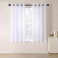 Transparente Vorhänge – Farbverlaufs-Ösenvorhänge – für Küche, Wohnzimmer, Schlafzimmer – 2 Paneele 140 x 175 cm, Weiß – Weiß – INHHUB Transparente Vorhänge – Farbverlaufs-Ösenvorhänge – für Küche, Wohnzimmer, Schlafzimmer – 2 Paneele 140 x 175 cm, Weiß – Weiß – INHHUB von DPZO