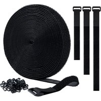 Verstellbare Kabelbinder, 10 m x 20 mm, wiederverwendbare selbstklebende Kabelbinder + 50 Schlaufen, wiederverwendbares Kabelmanagementband, leicht von DPZO