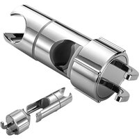 Verstellbarer Duschkopfhalter mit 2 Haken - Universell für Duschstangen 16-27mm - Chrom ABS Handbrause Halterung - Einfach zu Installieren (Ohne von DPZO
