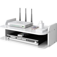 Wandhalterung für Router & TV-Box - Universal Halterung für Kabeldecoder, Modem, Spielekonsole, Fernbedienungen - Weiße Aufbewahrungsbox zur Wandhalterung für Router & TV-Box - Universal Halterung für Kabeldecoder, Modem, Spielekonsole, Fernbedienungen - Weiße Aufbewahrungsbox zur von DPZO