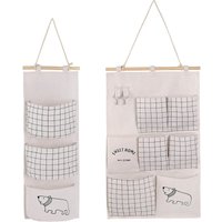 Wandorganizer Aufbewahrungstasche 2-in-1 Design - Leinen Stoff mit Mehreren Taschen für Zuhause, Büro, Schlafzimmer, Küche - Beige (45x35cm) von DPZO