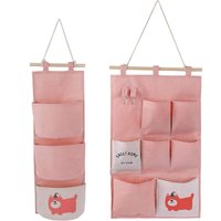 Wandorganizer Aufbewahrungstasche 2-in-1 Design - Leinen Stoff mit Mehreren Taschen für Zuhause, Büro, Schlafzimmer, Küche - rose (45x36cm) von DPZO
