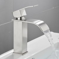 Wasserfall-Waschtischarmatur, Badezimmerarmatur mit Keramikspule, Warm- und Kaltwasser optional, Einhebel-Waschtischarmatur, bleifrei, nickelfrei – von DPZO