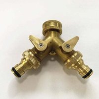 Y-Verteiler aus Messing mit 2 separaten Kugelhähnen für den Innen- und Außenbereich – für G 3/4" Wasseranschluss (Doppelkopf-Umschaltspitze) von DPZO