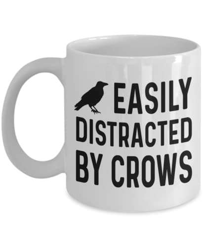 DPgUfPV Crow Mug, Easily Distracted by Crows Kaffeetasse, Geschenk für Krähenliebhaber von DPgUfPV