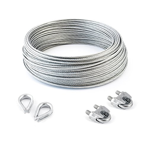 15m DRAHTSEIL SET 10mm 6x37+FC + 2 x SEILKLEMMEN 10mm DIN 741 + 2 x KAUSCHE 10mm verzinkt Stahlseil Forstseil Windenseil Seil Draht Stahl für Drahtseil Seilöse Seil mit Öse Drahtseilklemmen Drahtseil Drahtseilklemme Klemme Anschlagseil von DQ-PP
