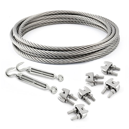 15m EDELSTAHLSEIL SET 8mm 7x7+6 x SEILKLEMMEN V4A+2 x SPANNSCHLOSS HAKEN - ÖSE Stahlseil Inox VA Seil Rostfrei Kauschen Spannschraube Klemmen Spanner 15m EDELSTAHLSEIL SET 8mm 7x7+6 x SEILKLEMMEN V4A+2 x SPANNSCHLOSS HAKEN - ÖSE Stahlseil Inox VA Seil Rostfrei Kauschen Spannschraube Klemmen Spanner von DQ-PP