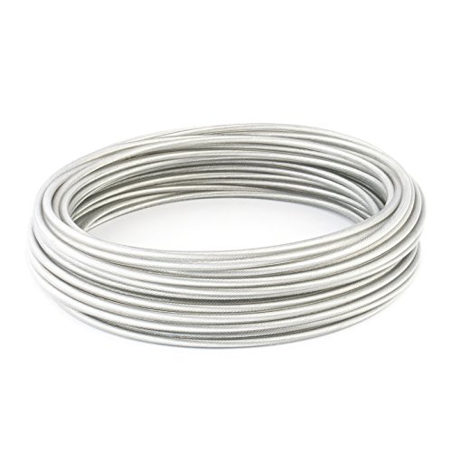 1m DRAHTSEIL in PVC 1/2mm TRANSPARENT verzinkt Stahlseil Seil Draht Stahl von DQ-PP