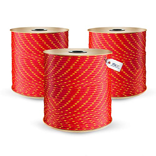 50m POLYPROPYLENSEIL 18mm ROT Polypropylen Seil Traglast bis 2560 kg Tauwerk PP Flechtleine Textilseil Leine Schnur Festmacher Rope Kunststoffseil Polyseil geflochten von DQ-PP