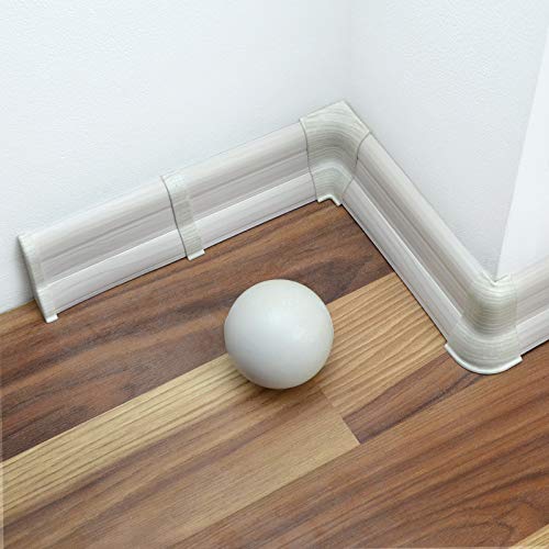[DQ-PP] 30 Meter Sockelleisten 62mm PVC Kiefer weiß Laminatleisten Fussleisten aus Kunststoff PVC Laminat Dekore von DQ-PP
