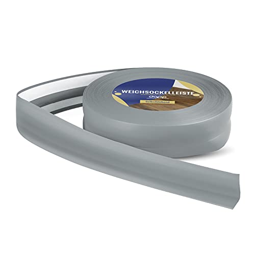 DQ-PP WEICHSOCKELLEISTE | 10m | ashgrau | 32x23mm | PVC | selbstklebend | Knickwinkel Fussleisten Gummileiste Sockelleiste Winkelprofil Abschlussleiste Bodenleiste von DQ-PP