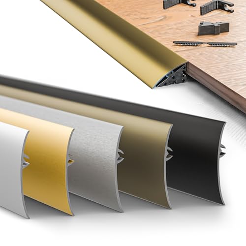 DQ-PP Aluminium Übergangsprofil – 5 in 1 – Silber gebürstet – 37mm – 186cm – Türleiste – Für Bodenbelag, Laminat, Vinyl – Windschutz – 1,86m Übergangsleiste von DQ-PP