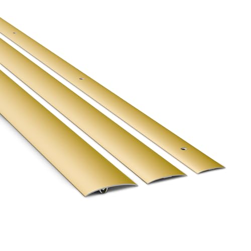 DQ-PP Aluminium Übergangsprofil – Gold – 30mm – 93cm – Selbstklebend – Türleiste – Für Bodenbelag, Laminat, Vinyl – Windschutz – 0,93m Übergangsleiste von DQ-PP
