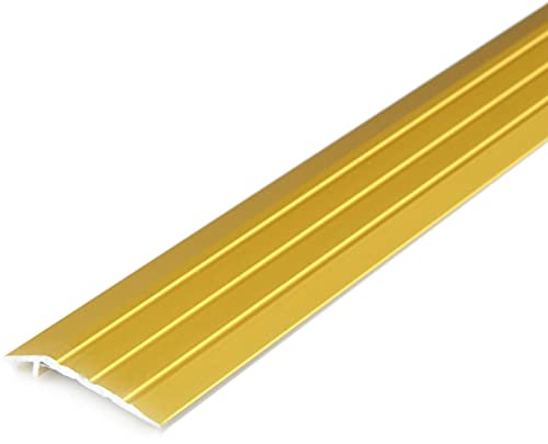 DQ-PP Ausgleichsprofil | 100cm Bodenschiene 5mm Selbstklebend | Gold | 1m Höhenausgleichsprofil | Anpassungsprofil | Aluschiene | Abschlussleiste | Klebeschiene | Übergang | Leiste von DQ-PP