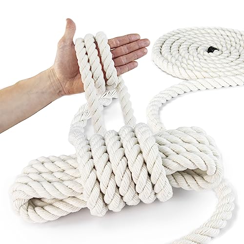 DQ-PP Baumwollseil | Baumwolle | 12mm | 40m | Makrameegarn | Baumwollkordel | 3-litzig gedreht | Naturseil | Garn | Makrameeseil von DQ-PP