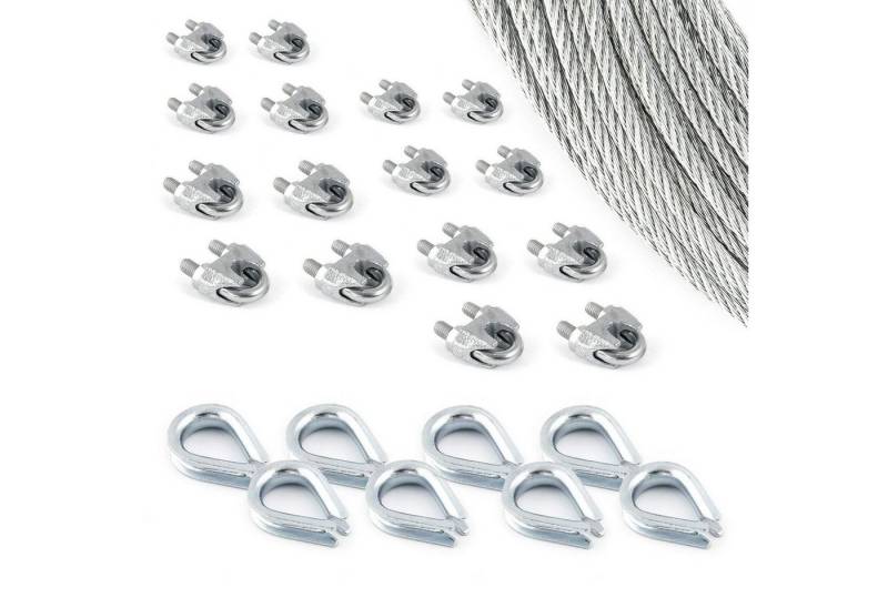 DQ-PP DQ-PP Stahlseil SET 100m, 5-8mm, 6x19, Klemmen, Kauschen, Schrauben Drahtseil DQ-PP DQ-PP Stahlseil SET 100m, 5-8mm, 6x19, Klemmen, Kauschen, Schrauben Drahtseil von DQ-PP