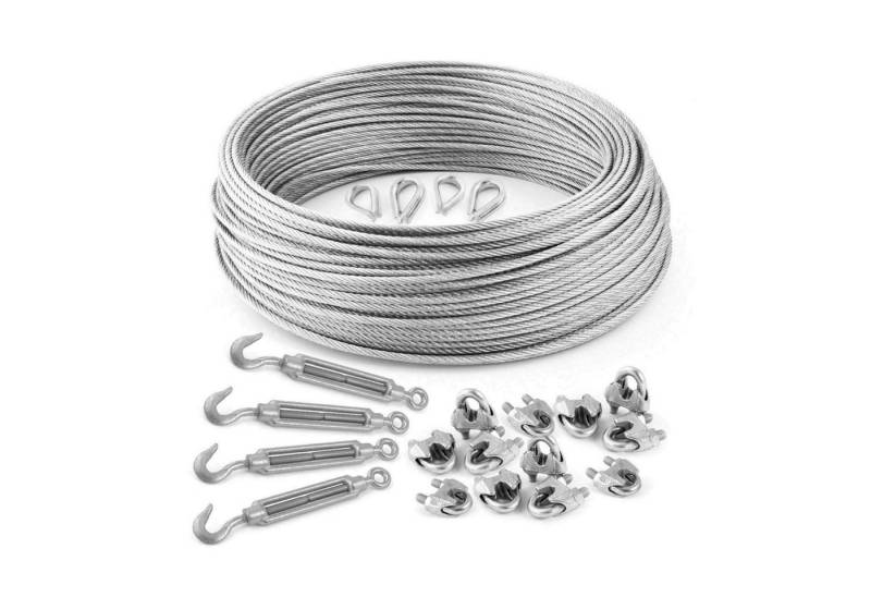 DQ-PP DQ-PP Stahlseil SET 5m, 5-8mm, 6x19, Klemmen, Kauschen, Schrauben Drahtseil von DQ-PP