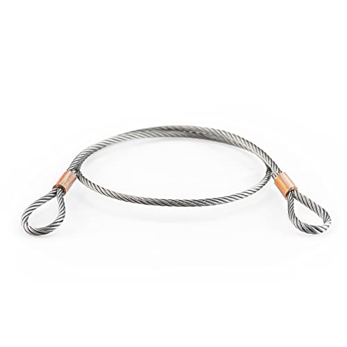 DQ-PP Edelstahlseil mit Ösen | Länge: 3 m / 300 cm | Stärke: 6 mm | 7x19 | V4A | Stahlkabel mit Schlaufen | Schlaufenkabel | Diebstahlsicherung, Schlaufseil von DQ-PP