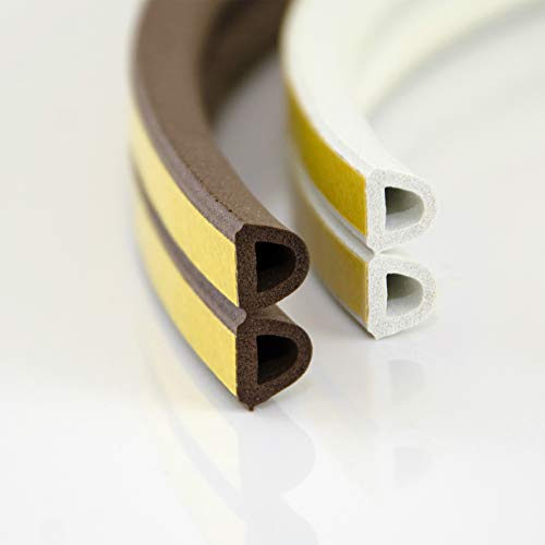 DQ-PP Fensterdichtung | 18 Meter | Braun | selbstklebend | Profil D 9x7,5 Millimeter | Dichtband Dichtungsband | klebend Isolierband Klebedichtung Gummi Fensterdichtband von DQ-PP