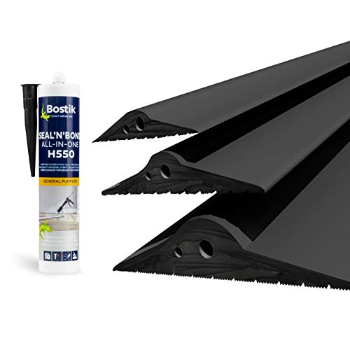 DQ-PP GARAGENTOR DICHTUNG | 2m | 21mm x 115mm | inkl. Montagekleber | schwarz | Bodenabdichtung aus EPDM | Gummidichtung | Garagendichtung | Gummischwelle | Türschwellendichtung Bodenplatte von DQ-PP