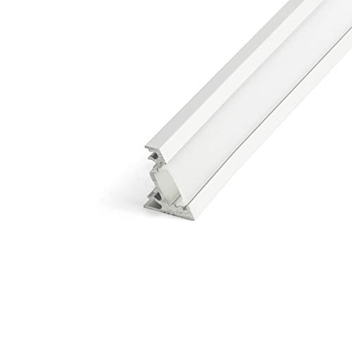 DQ-PP LED ALUMINIUM PROFIL | Corner 30 Grad | 1m | alu-eloxiert | milchglas Abdeckung | ohne Klammern und ohne Endkappen | Alu Schiene Leiste für LED-Streifen von DQ-PP