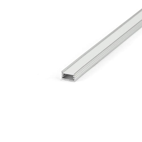 DQ-PP LED ALUMINIUM PROFIL | Slim | 2m | alu-eloxiert | milchglas Abdeckung | 4 Klammern und 2 Endkappen | Alu Schiene Leiste für LED-Streifen von DQ-PP