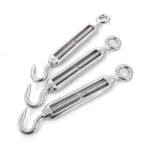 DQ-PP STAHLSEIL SET | 4mm | 10m | 6 x Seilklemmen Bügel 4mm | 2 x Spannschloss M4 Haken – Öse | Edelstahl INOX | 7x19 weich | Drahtseil für Rankhilfe Rostfrei Seil Stahl Draht Forstseil Windenseil Spannseil Geländerseil von DQ-PP