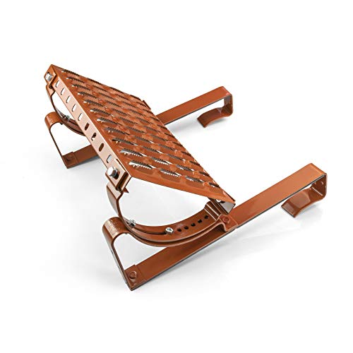 DQ-PP STEIGTRITT SET | 60cm | Ziegelrot RAL 8004 | Stahl verzinkt | Dachtritt Komplett für Dachziegel | Kaminpodest Steigtritt Dach | Gitterrost Tritt von DQ-PP