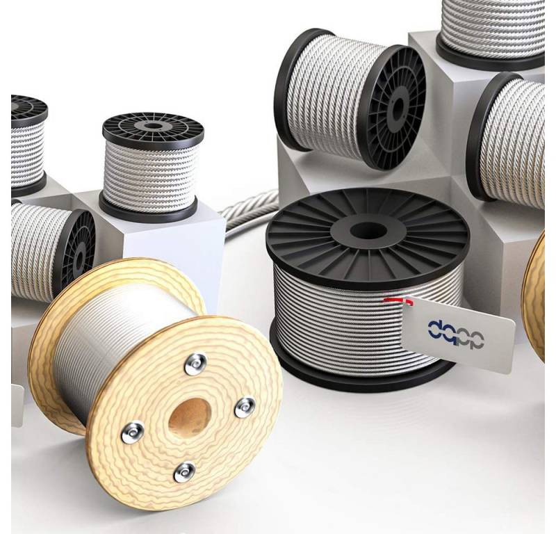 DQ-PP DQ-PP EDELSTAHLSEIL 20m, 1,5-10mm, 7x19 weich, AISI 316 inox,Rostfrei Seil, Drahtseil, Geländer, Industrie, Transport, Forstwirtschaft von DQ-PP