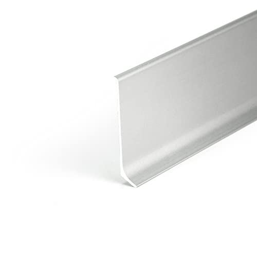 DQ-PP Sockelleiste | 2,5 m | 100mm | Silber | Aluminium | eloxiert | Fussleisten | Bodenleiste | Sockelleisten | Profil | Sockel | Abschlussleiste | Alu | Leiste | Fussbodenleiste von DQ-PP