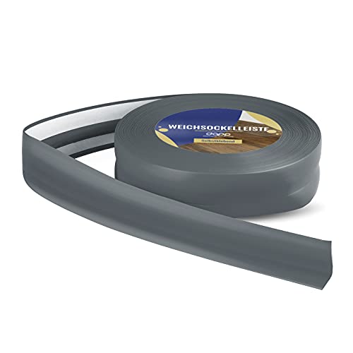 DQ-PP WEICHSOCKELLEISTE | 100m (4x25m) | graphit | 32x23mm | PVC | selbstklebend | Knickwinkel Fussleisten Gummileiste Sockelleiste Winkelprofil Abschlussleiste Bodenleiste von DQ-PP