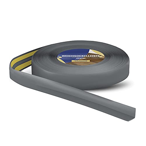 DQ-PP WEICHSOCKELLEISTE | 20m | graphit | 18x18mm | PVC | selbstklebend | Knickwinkel Fussleisten Gummileiste Sockelleiste Winkelprofil Abschlussleiste Bodenleiste von DQ-PP